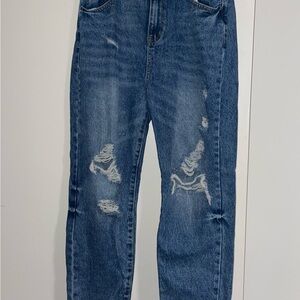 SHEIN High Rise Ripped Denim Jeans